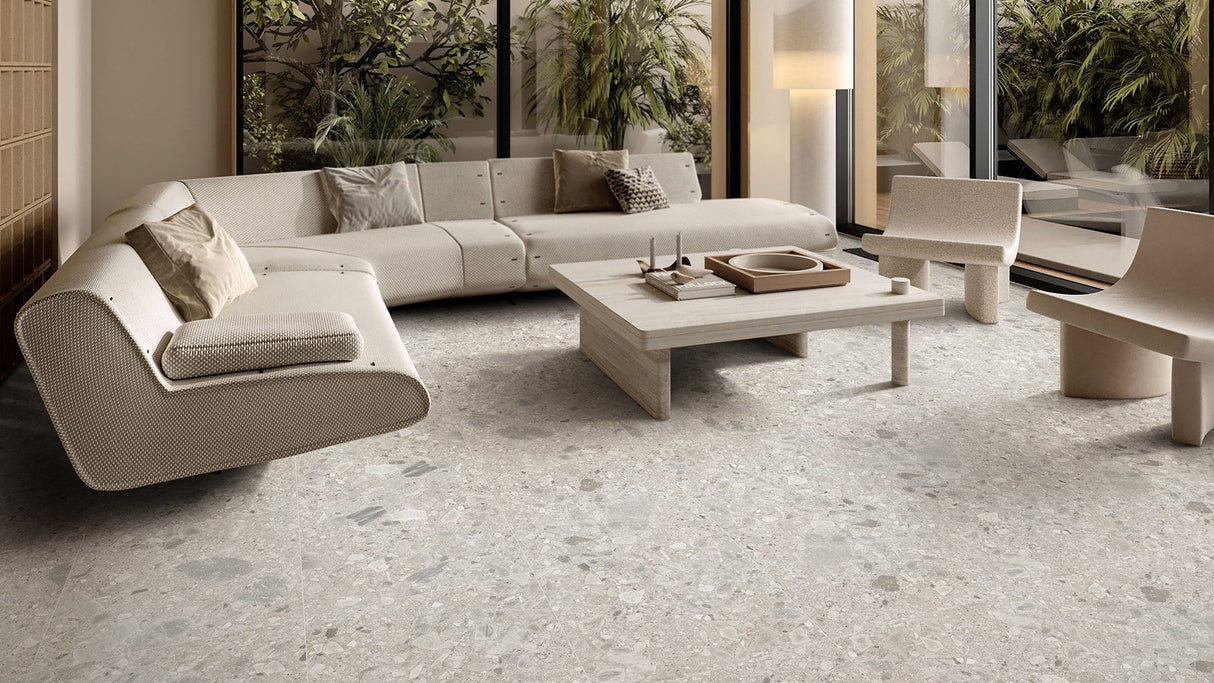 Terrazzo Ceppo Light Grey in room setting