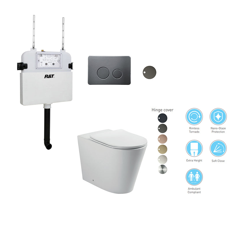 BELLA In-Wall Toilet Suite with Gun Metal Button