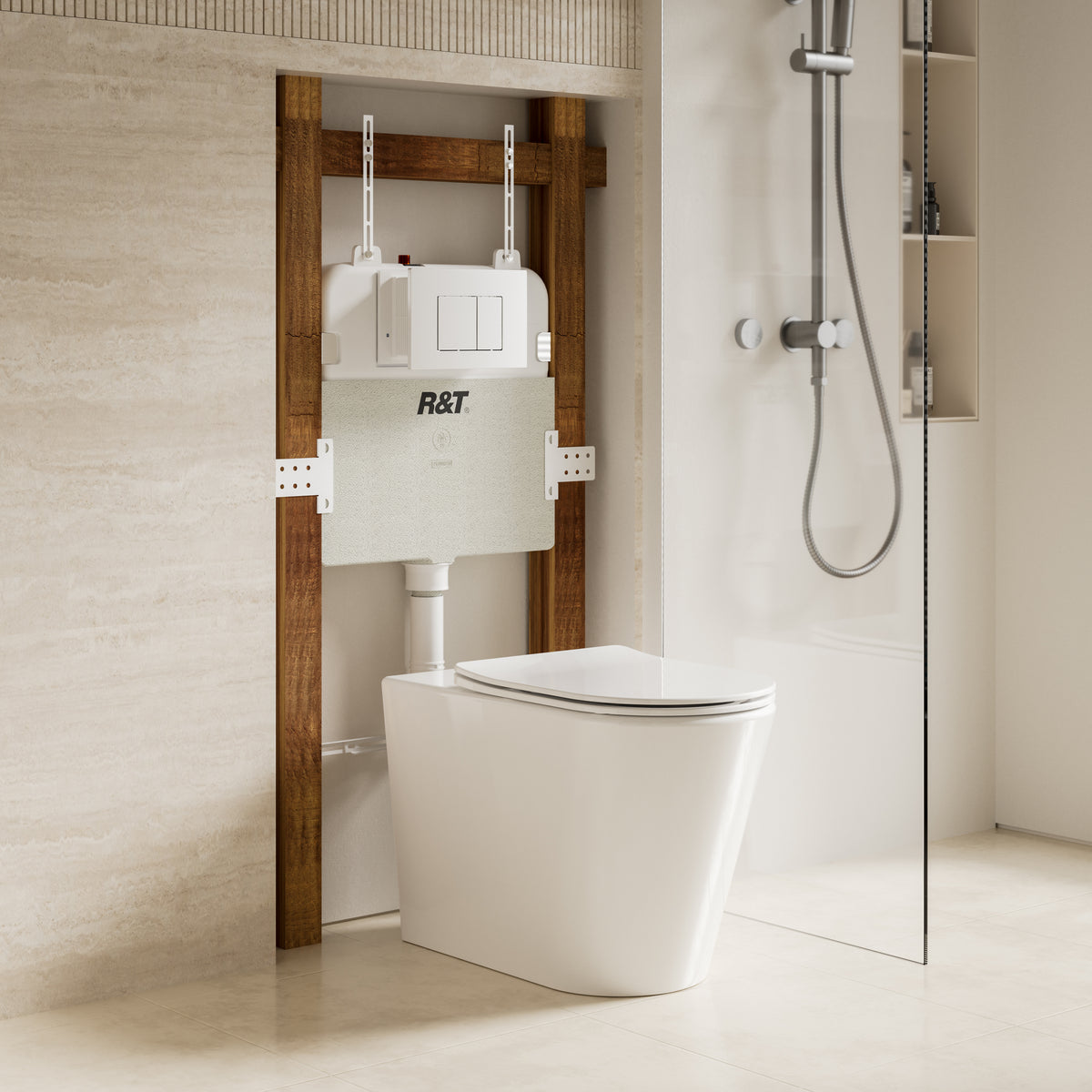 BELLA In-Wall Toilet Suite with Gun Metal Button