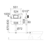 BRAVO-II In-Wall Toilet Suite with Gun Metal Button