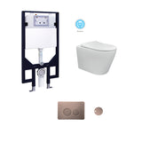 CHLOE In-Wall, Wall Hung Toilet Suite with Champagne Copper Button