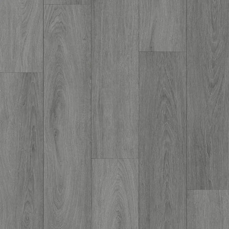 Spc hybrid waterproof flooring on grey wood floor 