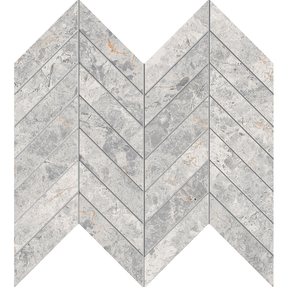 Tundra Grey Chevron Mosaic tile