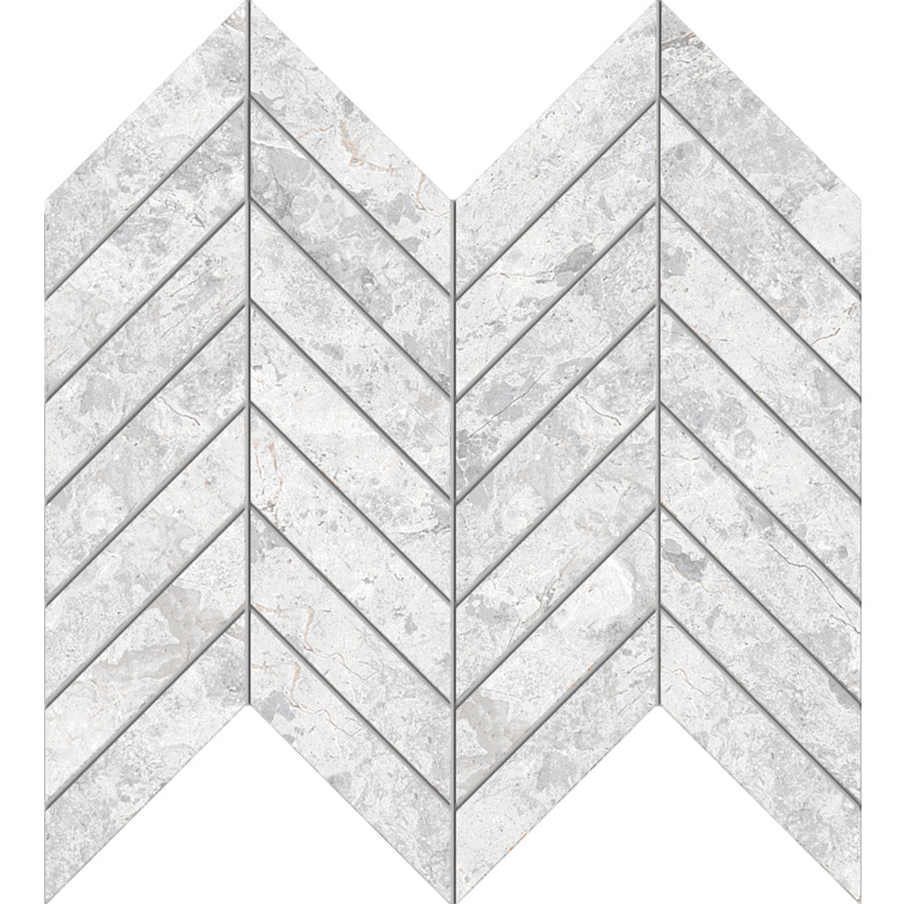Tundra White Chevron Mosaic tile