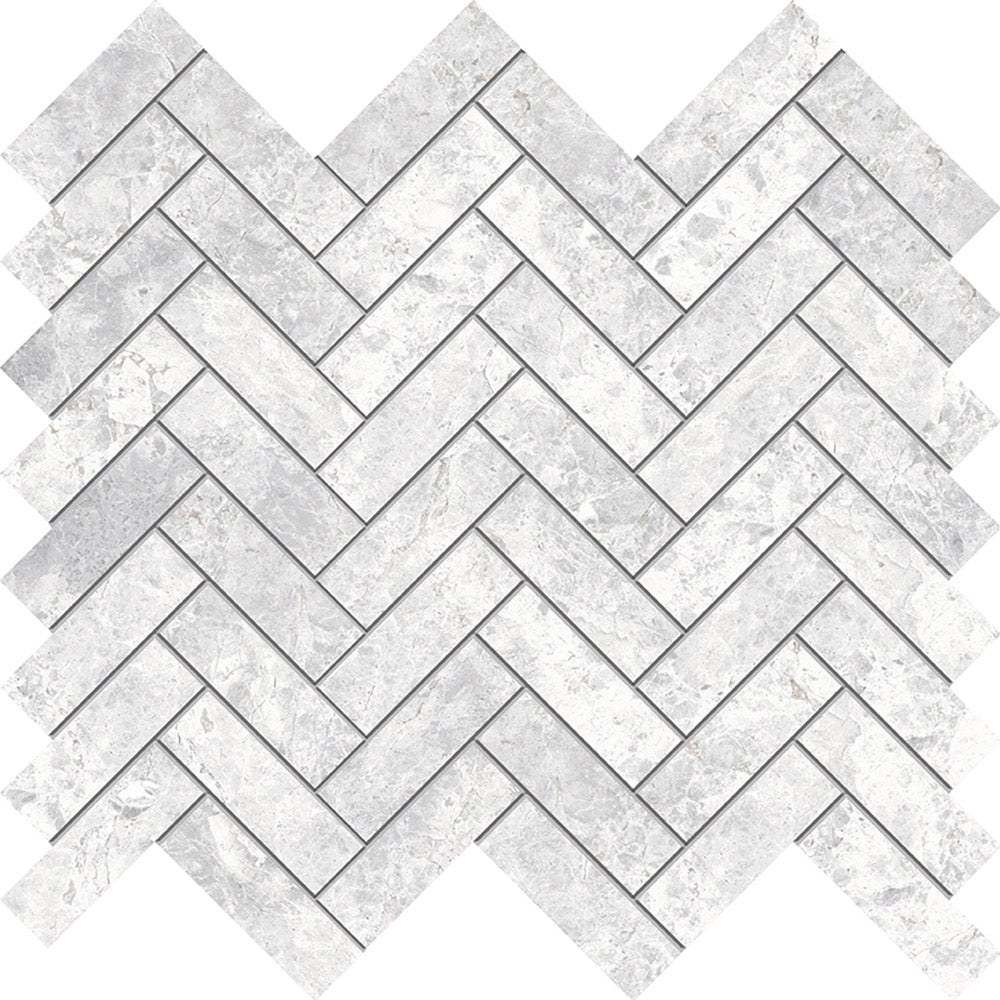 Tundra White Herringbone Mosaic tile