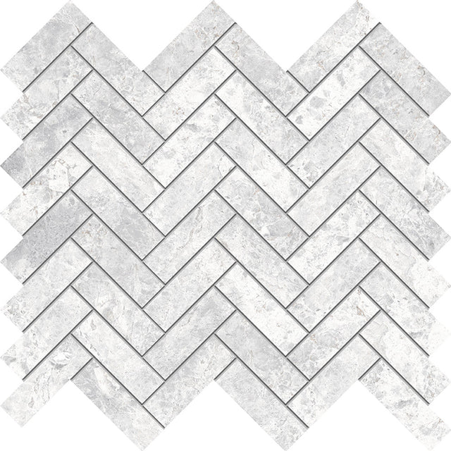 Tundra White Herringbone Mosaic tile