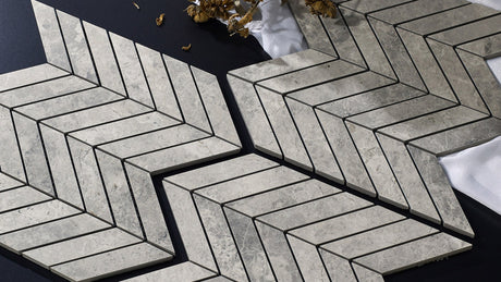 Tundra Grey Chevron Mosaic in room setting