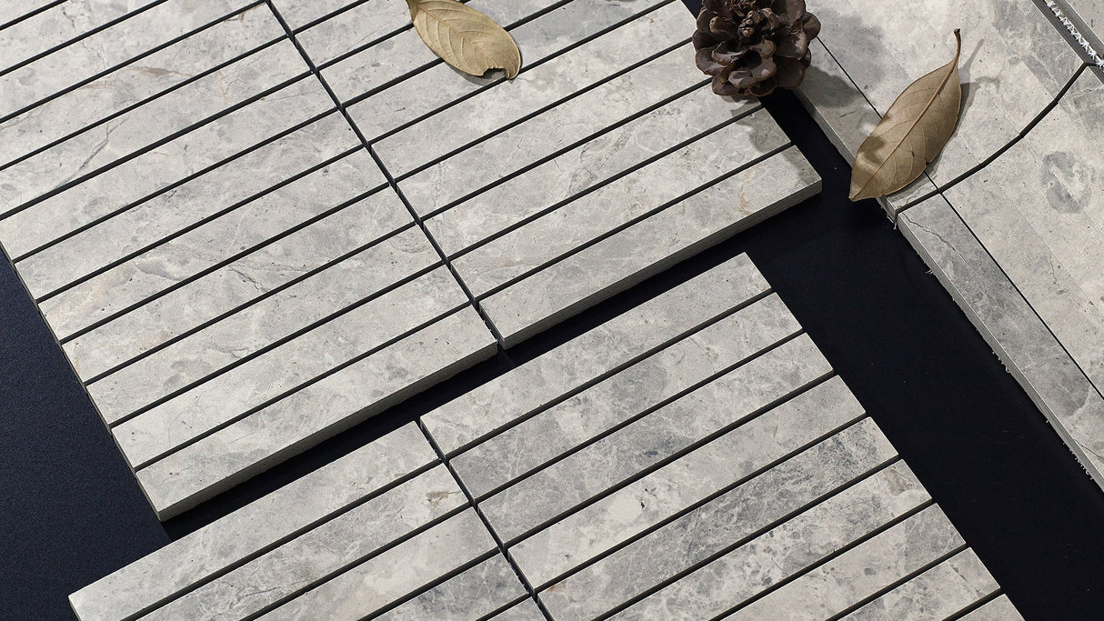 Tundra Grey Finger Mosaic in room setting