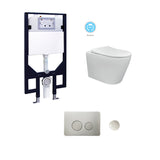 CHLOE In-Wall, Wall Hung Toilet Suite with Brushed Nickel Button