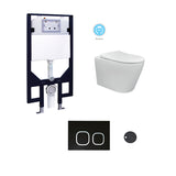 CHLOE In-Wall, Wall Hung Toilet Suite with Matte Black Button