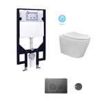 CHLOE In-Wall, Wall Hung Toilet Suite with Gun Metal Button